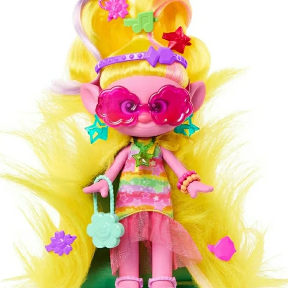 DreamWorks Trolls Doll with Pink and Yellow Hair - Picture 4 of 6